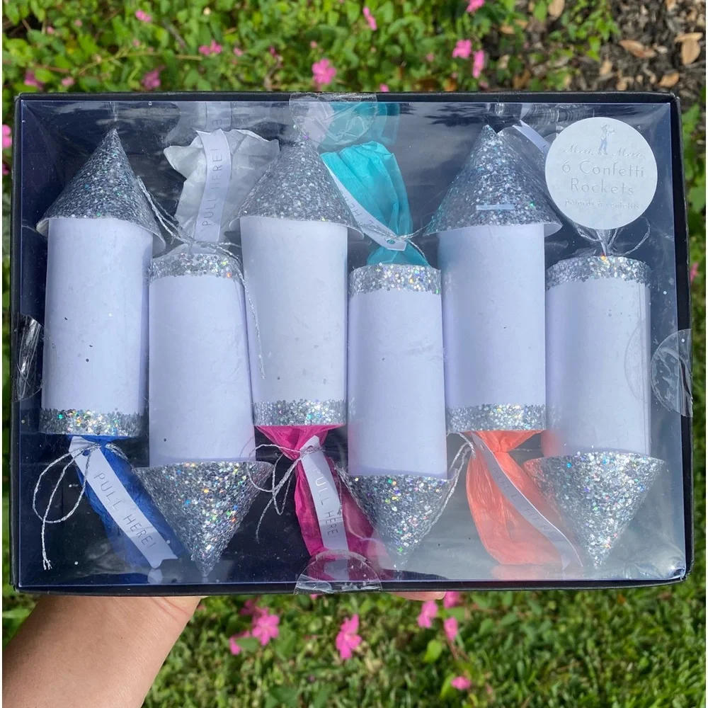 Confetti Rockets: 6 Rockets contain confetti, a hat, a fortune & a moustache